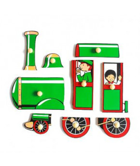 Развивающая игрушка-вкладыш Поезд Паровоз деревянная