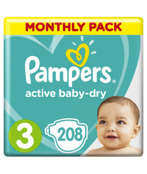 Подгузники Pampers Active Baby 3 (6-10 кг) 208шт (4 части цена за 52 шт)