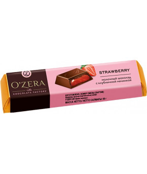 Шоколад молочный O`Zera с желейной клубничной начинкой 50г