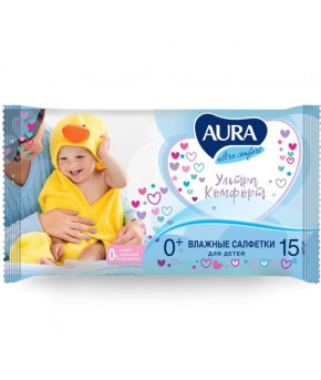 Салфетки влажные Aura Ultra Comfort алоэ и витамин Е 15шт