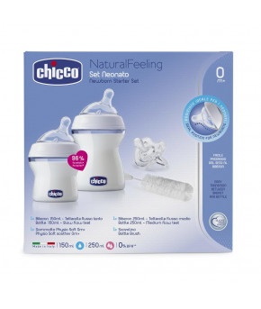 Набор Chicco Natural Feeling 3 предмета, 0+, 150 мл, 250 мл