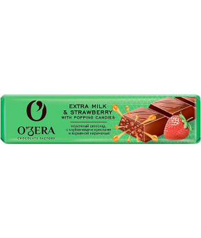 Шоколад молочный O`Zera Extra Milk&Strawberry with popping candy 45г