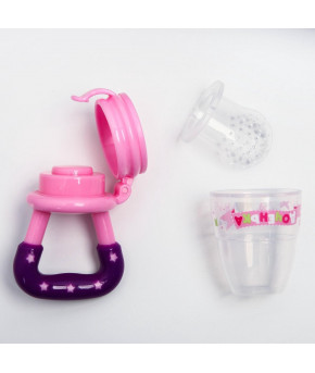 Ниблер Mum&Baby Доченька с силиконовой сеточкой розовый 5+