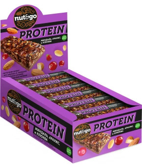 Батончик ореховый Nut&Go Protein миндаль, клюква с арахисом 36г