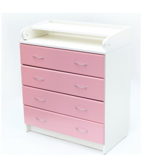 Комод Bambini B 01 белый-розовый 4ящика