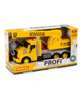 Автомобиль-кран инерционный Полесье Профи со светом и звуком жёлтый(в коробке)