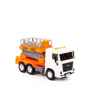 Автомобиль с подъёмником Полесье МАЗ инерционный со светом и звуком (в коробке)