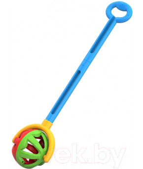 Игрушка-каталка Нордпласт Шарик с ручкой зелено-красная (в сеточке)