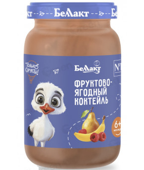Пюре Беллакт фруктово-ягодный коктейль груша банан малина 185г