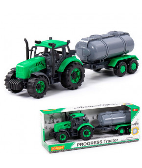 Трактор с цистерной инерционный Полесье Прогресс зелёный (в коробке)