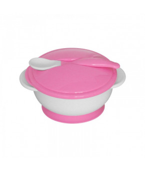 Набор посуды Lorelli чашка с крышкой + ложечка розовый 6+