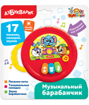 Развивающая игрушка Азбукварик Музыкальный барабанчик (красный)