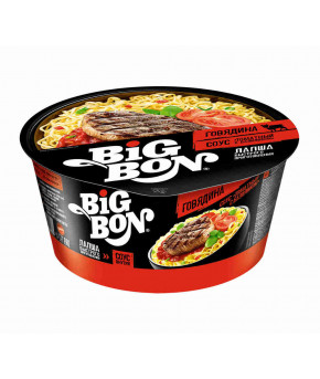 Лапша Big Bon Говядина+соус томатный с базиликом 85г