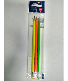 Набор карандашей с ластиком трехгранных "Neon" 3шт европодвес 