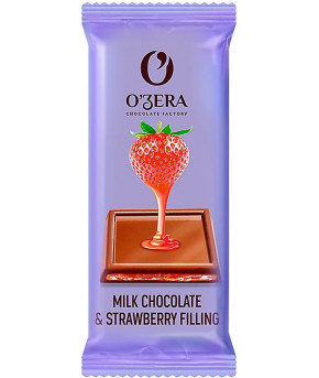 Шоколад молочный O`Zera Milk$Strawberry Filling с желейной клубничной начинкой 24г