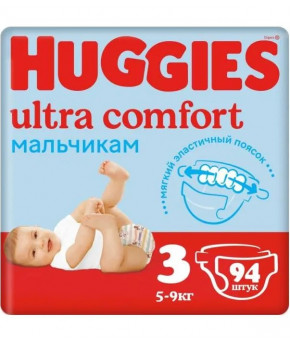 Подгузники Huggies Ultra Comfort для мальчиков 3 (5-9кг) 94шт