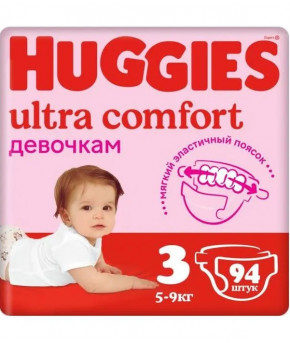 Подгузники Huggies Ultra Comfort для девочек 3 (5-9кг) 94шт