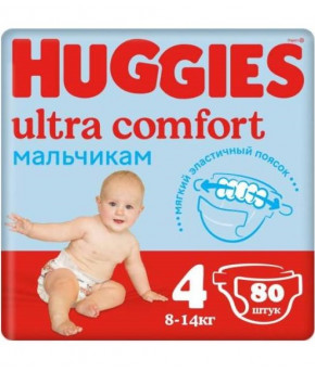 Подгузники Huggies Ultra Comfort для мальчиков 4 (8-14кг) 80шт