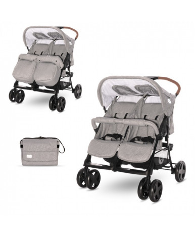 Детская коляска для двойни Lorelli Twin Steel Grey 2021