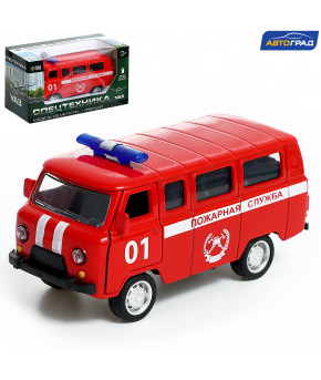 Модель УАЗ 3962 Пожарная служба 1:43 инерционная (в коробке)