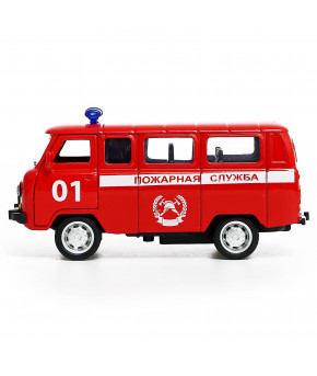 Модель УАЗ 3962 Пожарная служба 1:43 инерционная (в коробке)