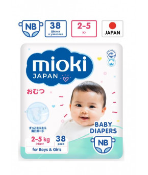 Подгузники Mioki Premium Japan New Born (2-5кг) 38шт