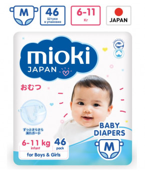 Подгузники Mioki Premium Japan M (6-11кг) 46шт