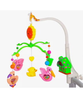 Каруселька Крошка я Пряничный домик Птички-погремушки с пластиковыми игрушками (на батарейках)