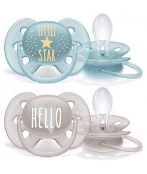 Пустышка Avent Ultra Soft силиконовая Little Star/Hello для мальчика 6-18мес (цена за 1шт)