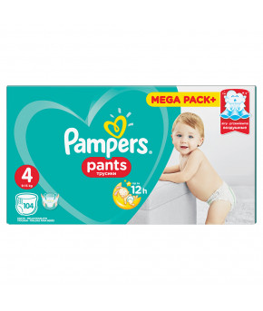 Подгузники-трусики Pampers Pants 4 (9-15кг) 104шт(2 части, цена за 52шт)