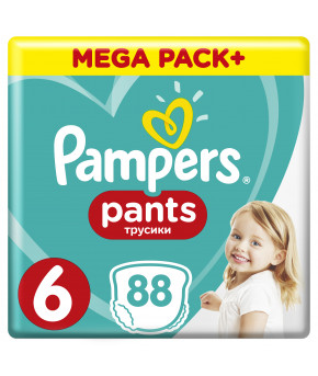 Подгузники-трусики Pampers Pants 6 (16+кг) 88шт (2 части, цена за 44шт)