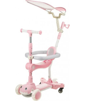 Самокат Ricos T-Rex с ручкой White/Pink