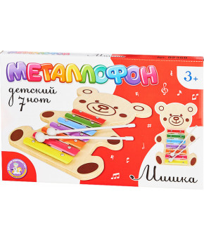 Бубен детский Десятое королевство Металлофон Мишка 7нот деревянный