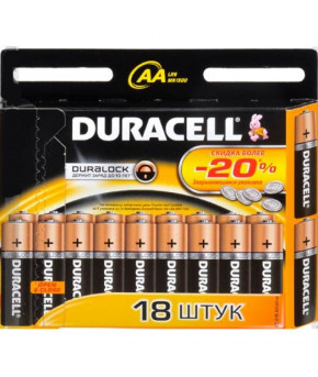 Батарейки Duracell АА-1.5V LR6 (18шт) цена за штуку
