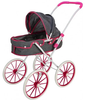 Коляска Labalu для кукол Classic EVA Grey/Pink (колеса 25см)