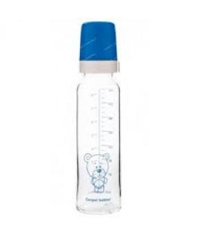 Бутылочка Canpol, стеклянная, силиконовая соска, быстрый поток, с рисунком, 240 мл