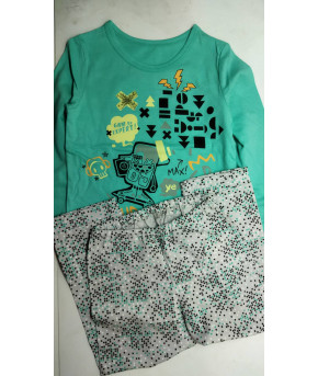 Пижама для мальчика Свiтанак фуфайка+брюки (зеленая) р-р 98,104-56