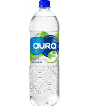 Вода Aura питьевая газированная со вкусом яблока 1,0л