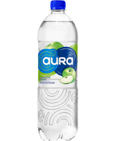 Вода Aura питьевая газированная со вкусом яблока 1,0л