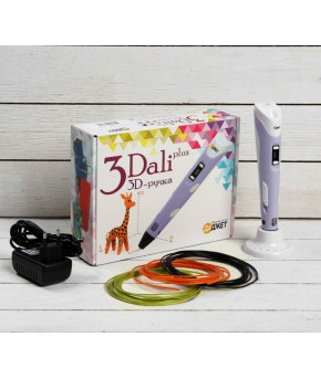 3D-ручка 3Dali Plus KIT FB0021P ABS и PLA фиолетовая + трафарет и пластик