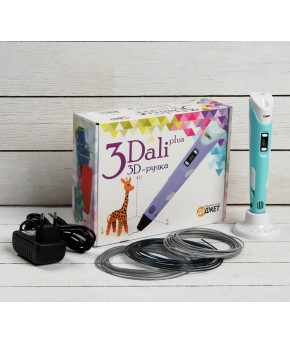 3D-ручка 3Dali Plus KIT FB0021B ABS и PLA голубая + трафарет и пластик