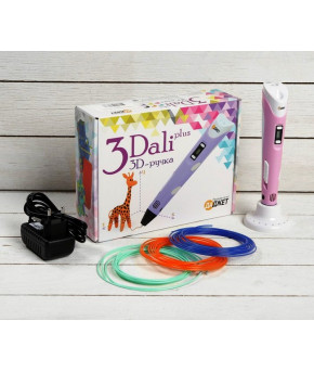 3D-ручка 3Dali Plus KIT FB0021Pk ABS и PLA розовая + трафарет и пластик