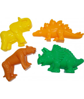 Формочки Полесье, 4шт тигр+мамонт+динозавр+динозавр