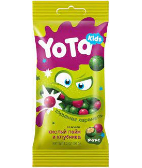 Драже Yota Kids Хрустящий шарик со взрывной карамелью со вкусом кислый лайм и клубника 40г