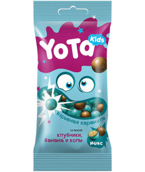 Драже Yota Kids Хрустящий шарик со взрывной карамелью со вкусом клубники банана и колы 40г