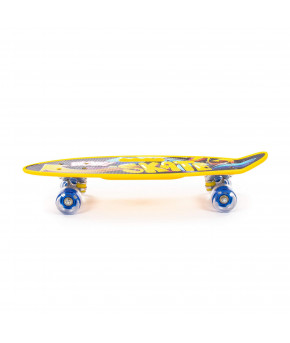 Скейтборд Полесье 59см жёлтая с наклейкой и синими колёсами