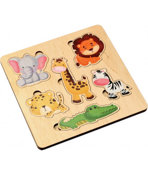 Развивающая игрушка-вкладыш Десятое королевство Дикие животные деревянная