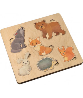 Развивающая игрушка-вкладыш Десятое королевство Лесные животные деревянная