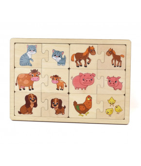 Развивающая игрушка-вкладыш Десятое королевство Мама и малыш деревянная