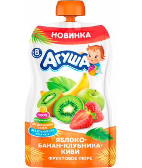 Пюре Агуша яблоко банан клубника киви gualapack 90г